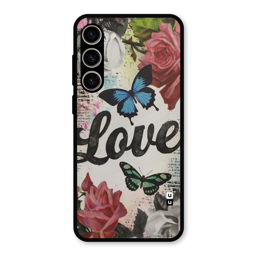 Lovely Butterfly Love Metal Back Case for Galaxy S23 Plus