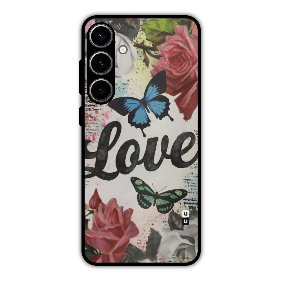 Lovely Butterfly Love Metal Back Case for Galaxy S24 Plus