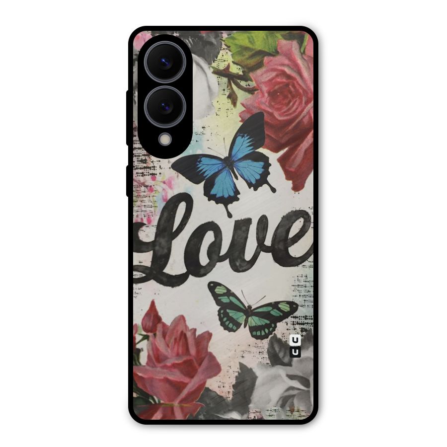 Lovely Butterfly Love Metal Back Case for Galaxy S25 Edge