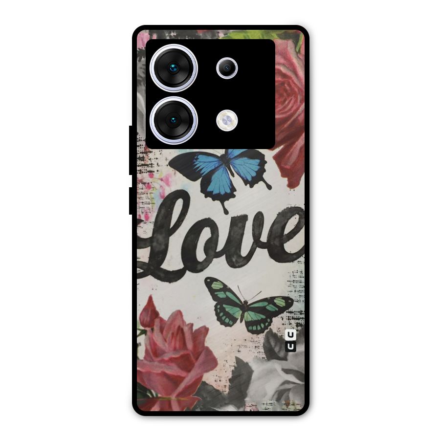 Lovely Butterfly Love Metal Back Case for Infinix Zero 30 5G