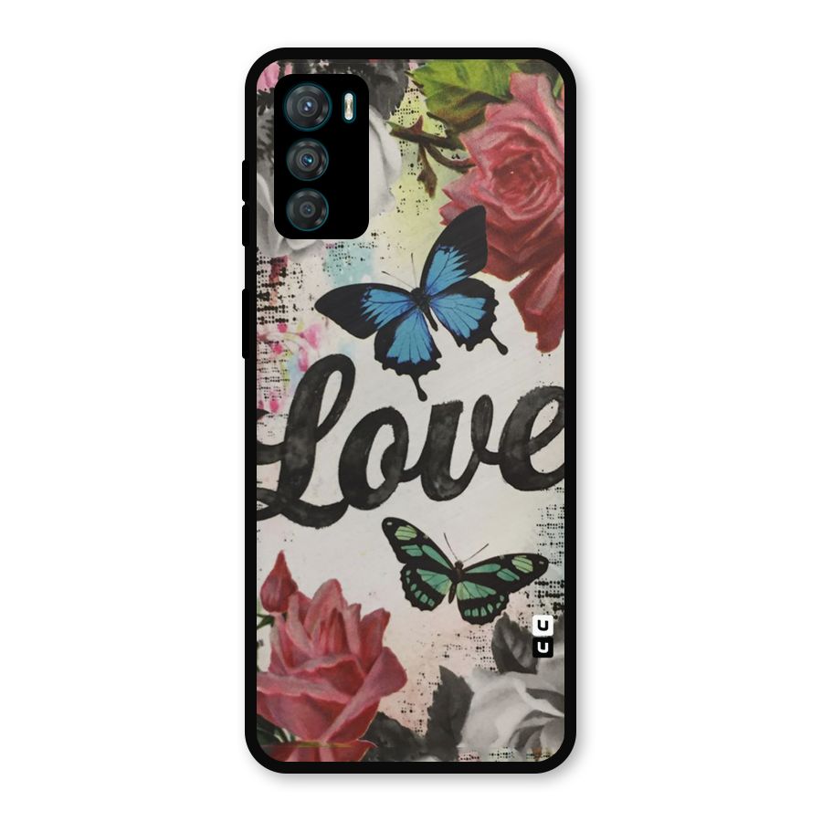Lovely Butterfly Love Metal Back Case for Moto G42