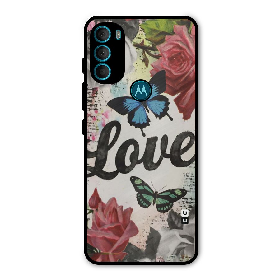 Lovely Butterfly Love Metal Back Case for Moto G71 5G