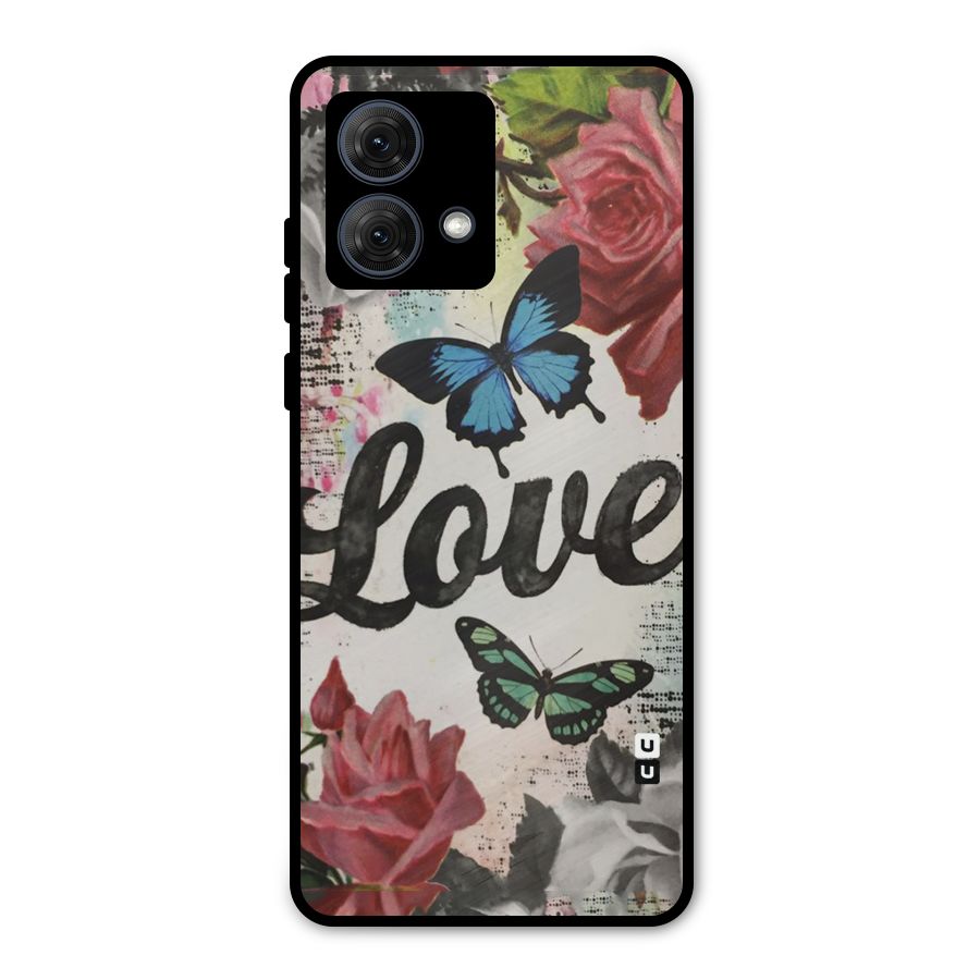 Lovely Butterfly Love Metal Back Case for Moto G84