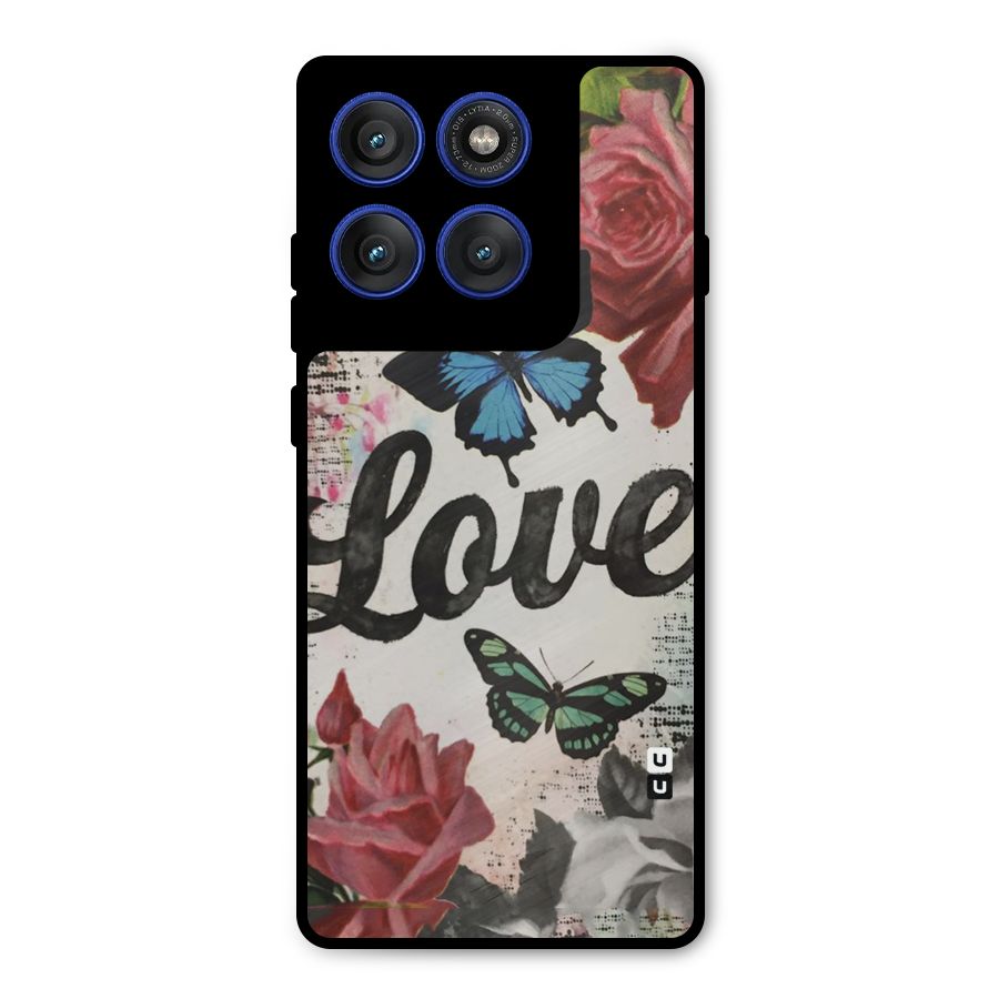 Lovely Butterfly Love Metal Back Case for Motorola Edge 60 Pro