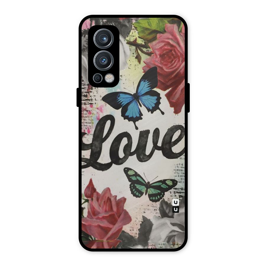 Lovely Butterfly Love Metal Back Case for OnePlus Nord 2 5G