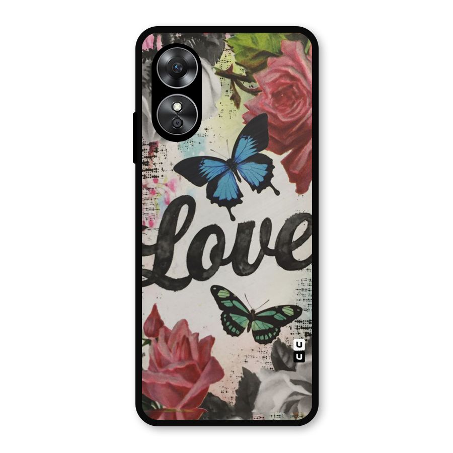 Lovely Butterfly Love Metal Back Case for Oppo A17