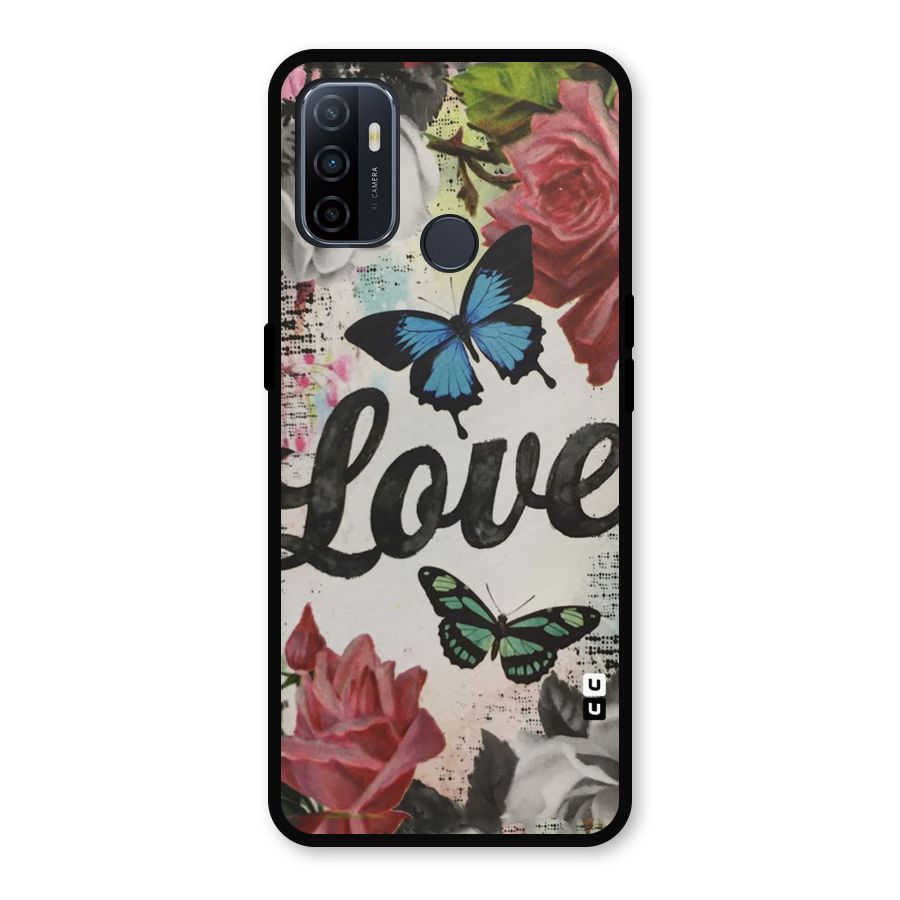 Lovely Butterfly Love Metal Back Case for Oppo A53