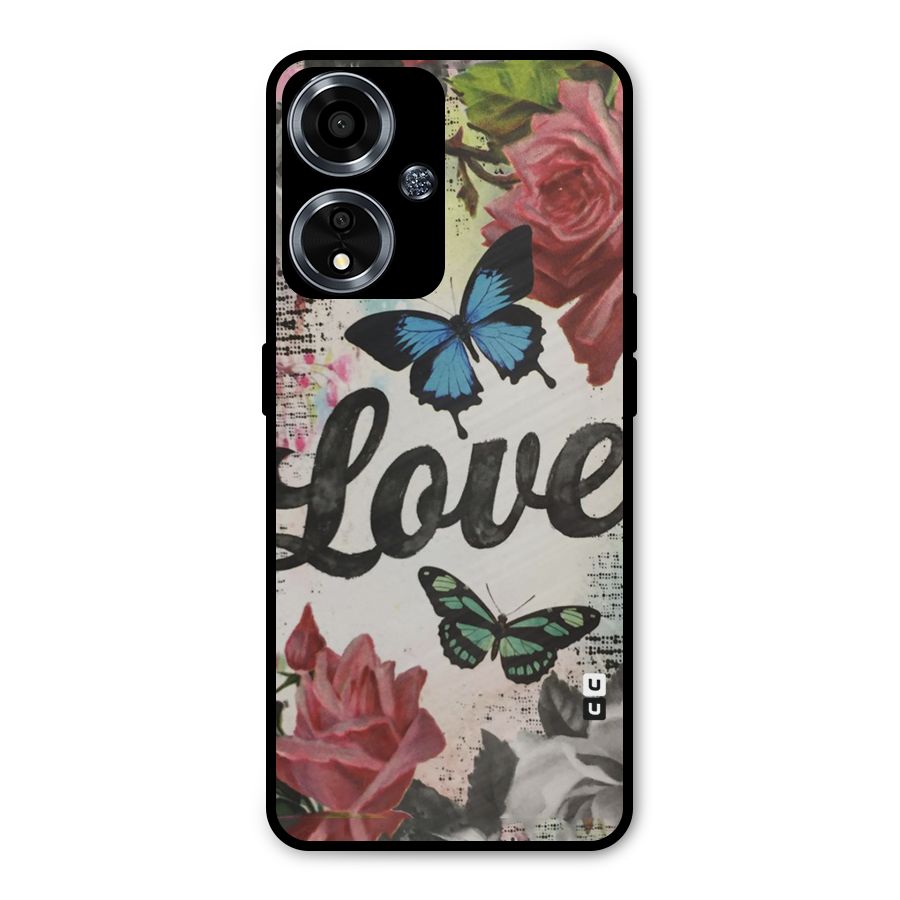 Lovely Butterfly Love Metal Back Case for Oppo A59