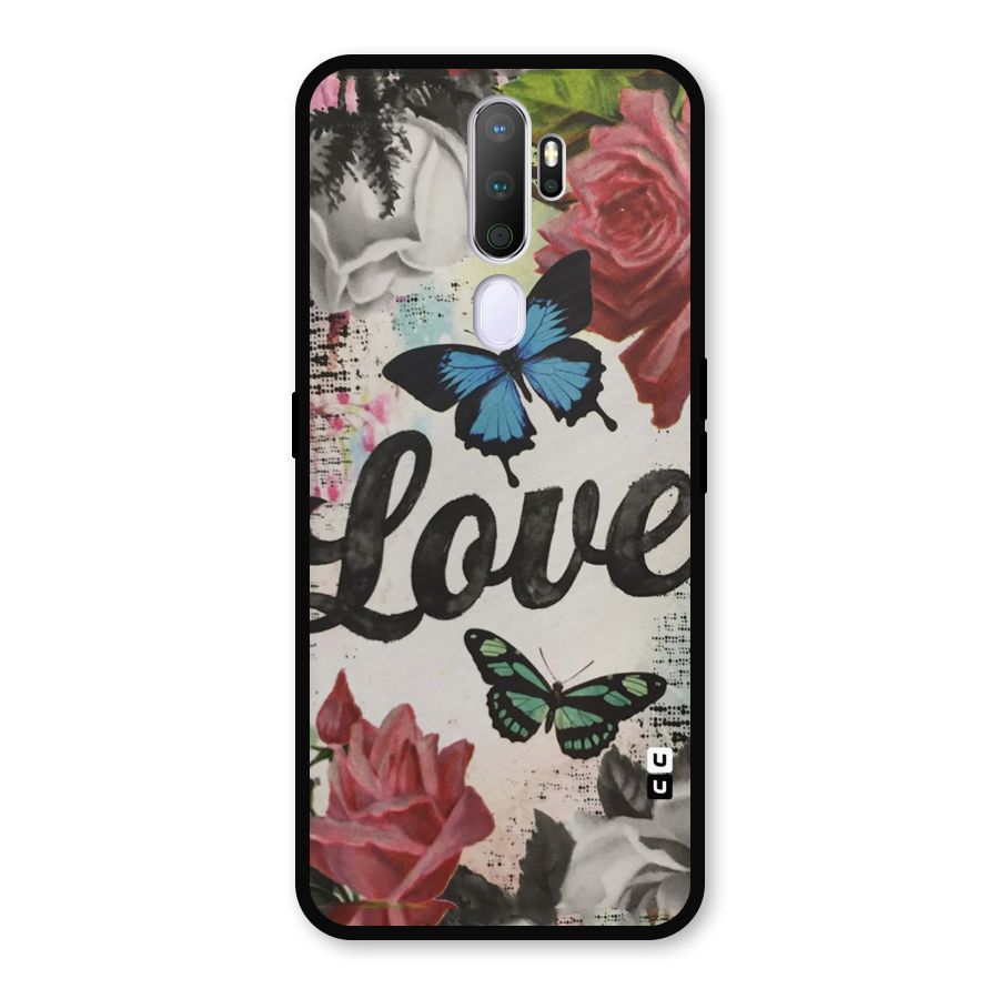 Lovely Butterfly Love Metal Back Case for Oppo A9 (2020)
