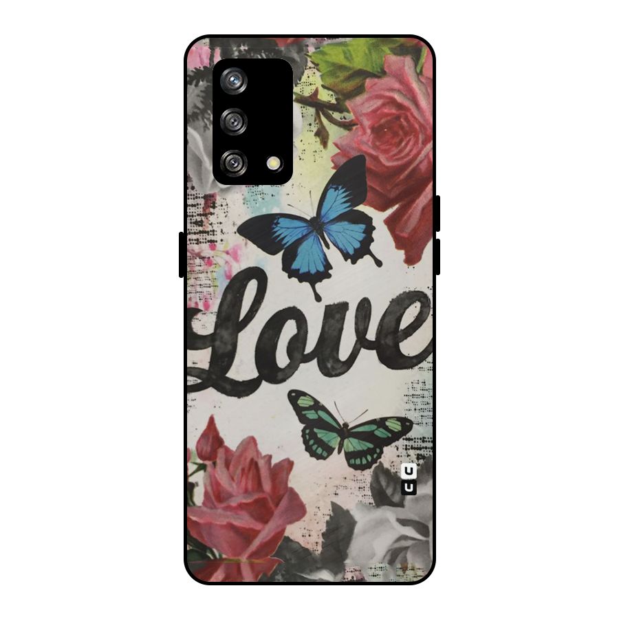 Lovely Butterfly Love Metal Back Case for Oppo F19