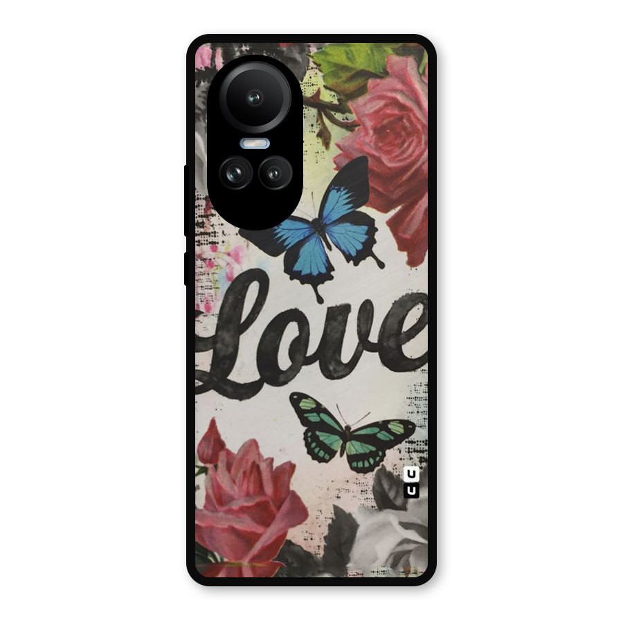 Lovely Butterfly Love Metal Back Case for Oppo Reno10 Pro