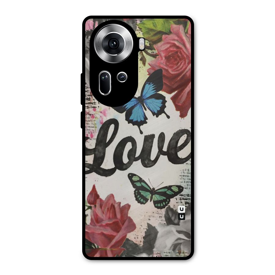 Lovely Butterfly Love Metal Back Case for Oppo Reno11 5G