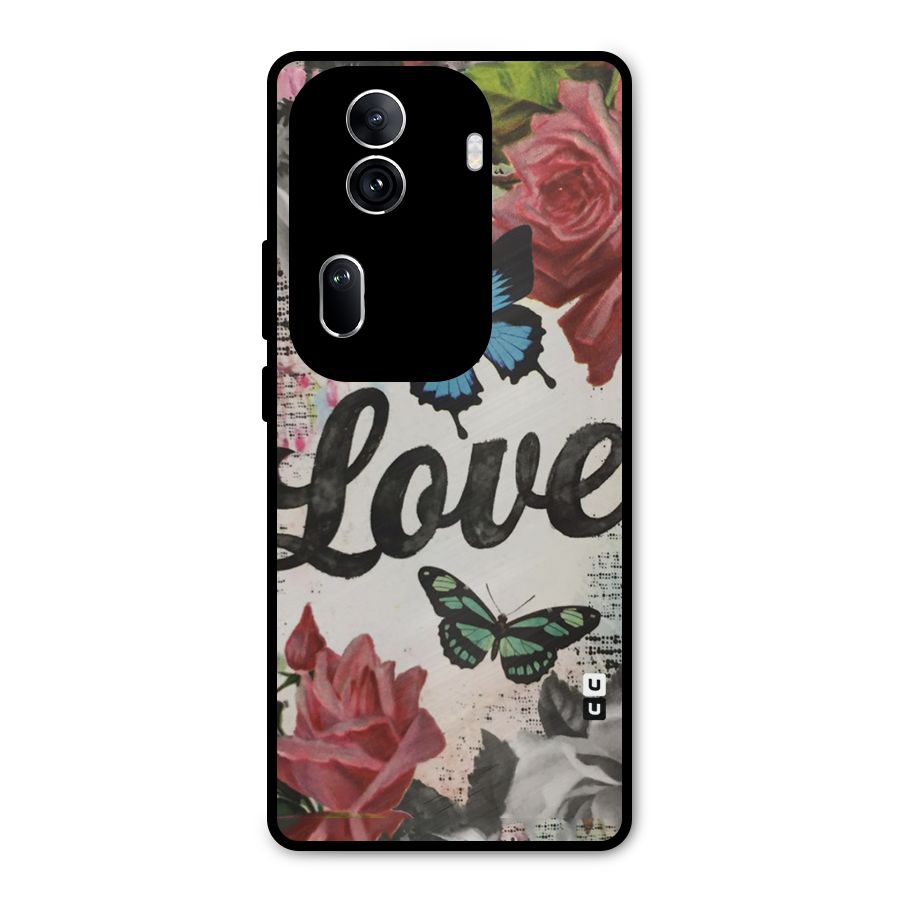 Lovely Butterfly Love Metal Back Case for Oppo Reno11 Pro 5G
