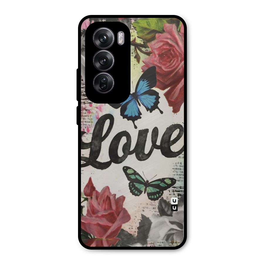 Lovely Butterfly Love Metal Back Case for Oppo Reno12 Pro
