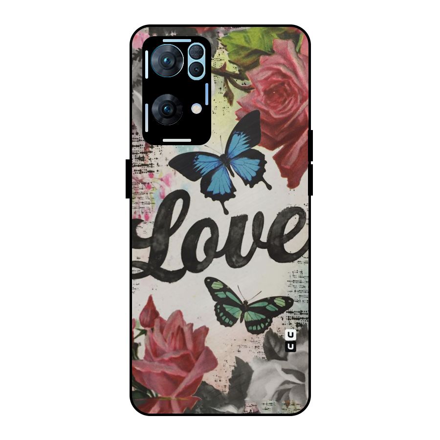 Lovely Butterfly Love Metal Back Case for Oppo Reno7 Pro 5G