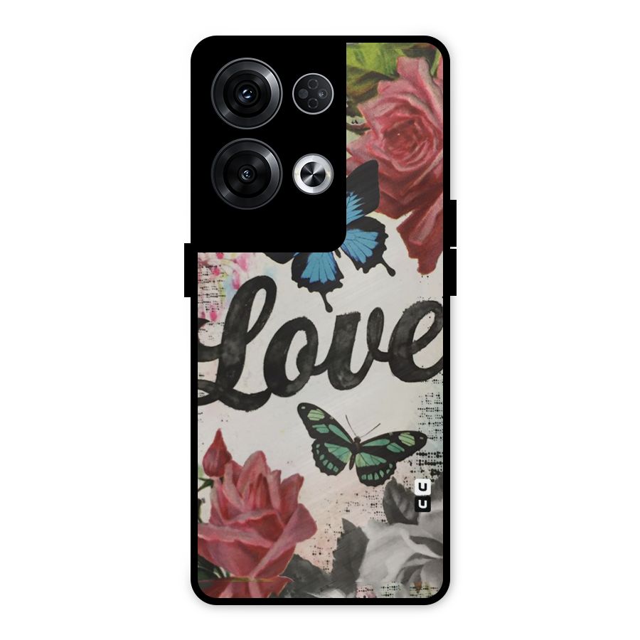 Lovely Butterfly Love Metal Back Case for Oppo Reno8 Pro 5G