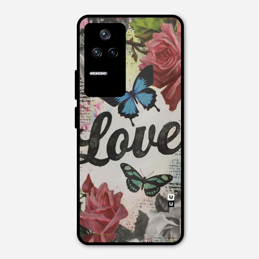Lovely Butterfly Love Metal Back Case for Poco F4 5G