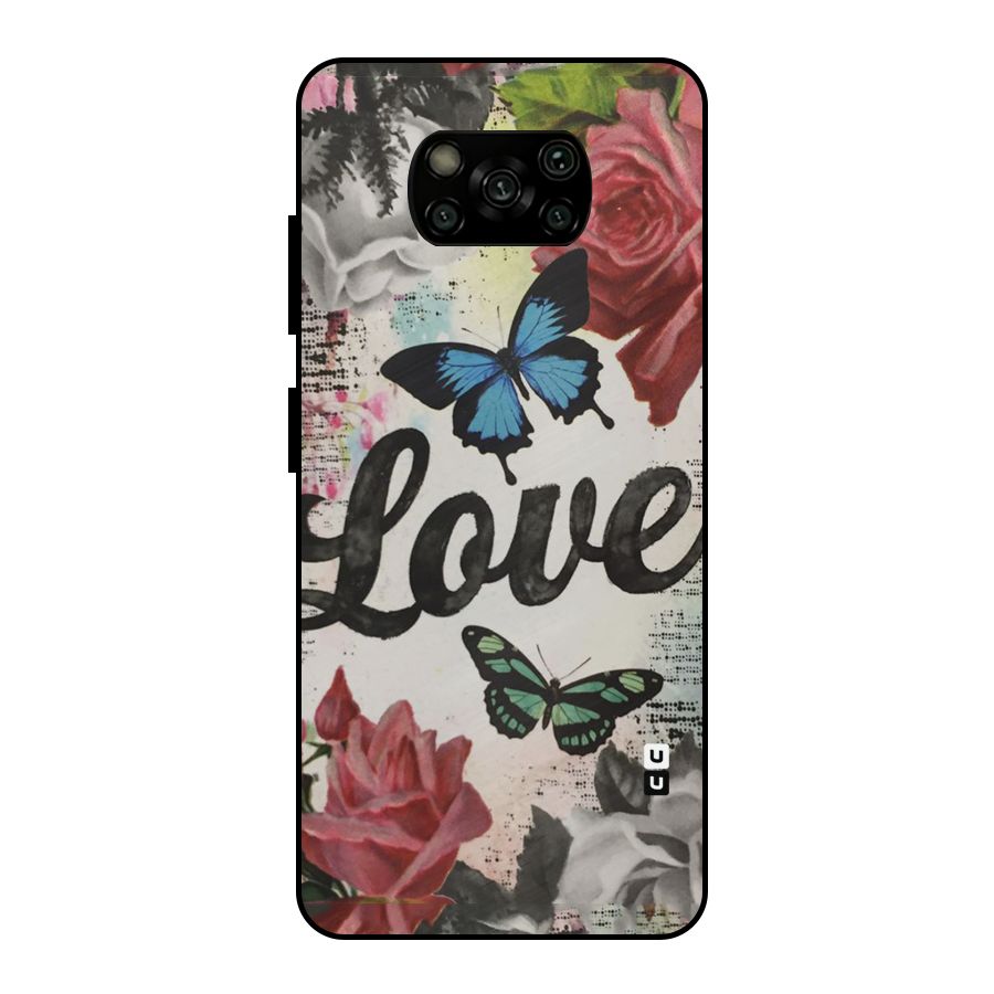 Lovely Butterfly Love Metal Back Case for Poco X3