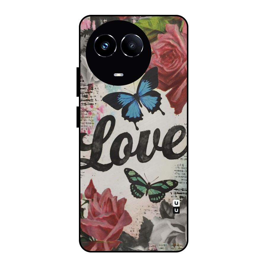 Lovely Butterfly Love Metal Back Case for Realme 11 5G