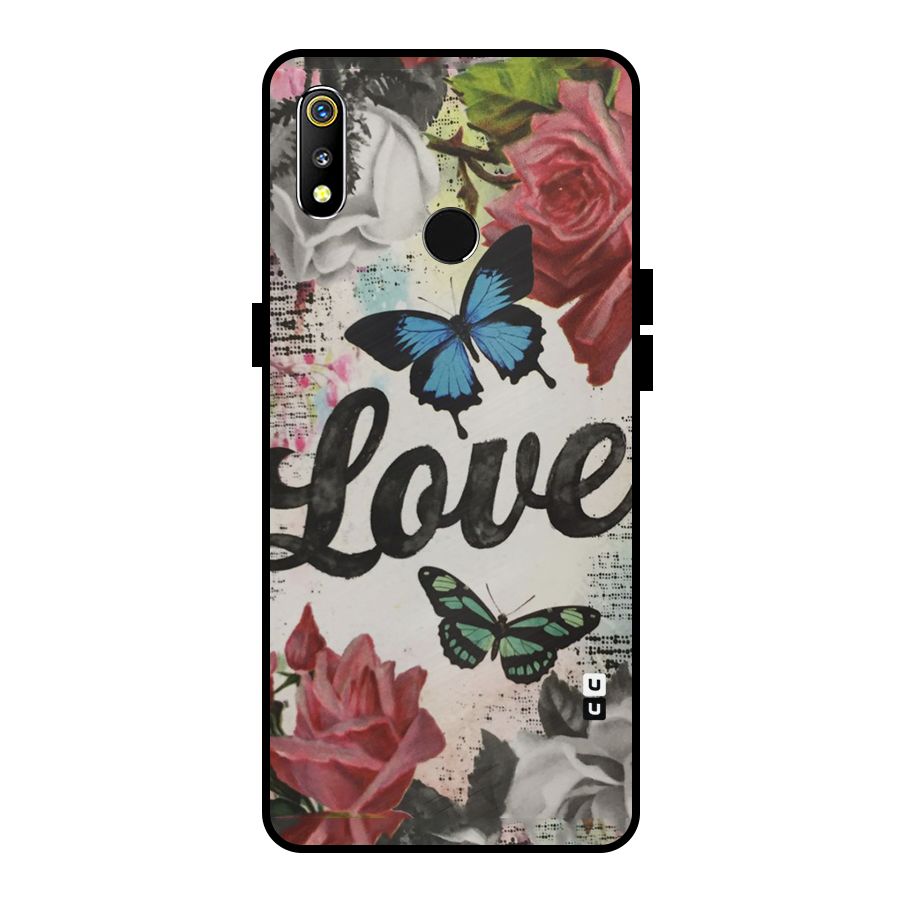 Lovely Butterfly Love Metal Back Case for Realme 3