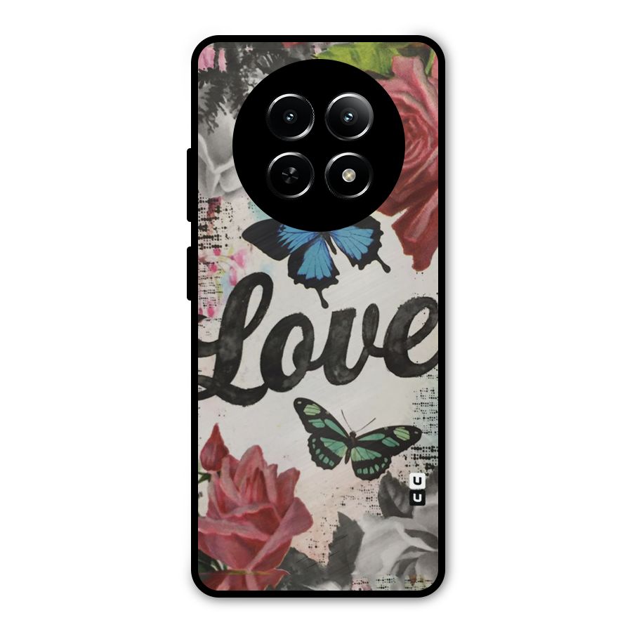 Lovely Butterfly Love Metal Back Case for Realme Narzo N65