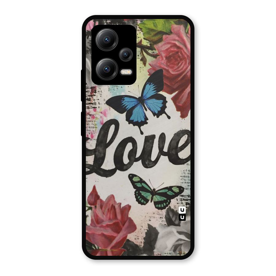 Lovely Butterfly Love Metal Back Case for Redmi Note 12 5G