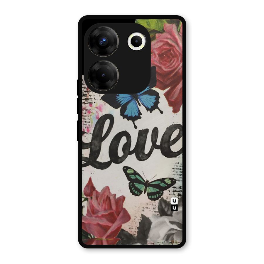Lovely Butterfly Love Metal Back Case for Tecno Camon 20
