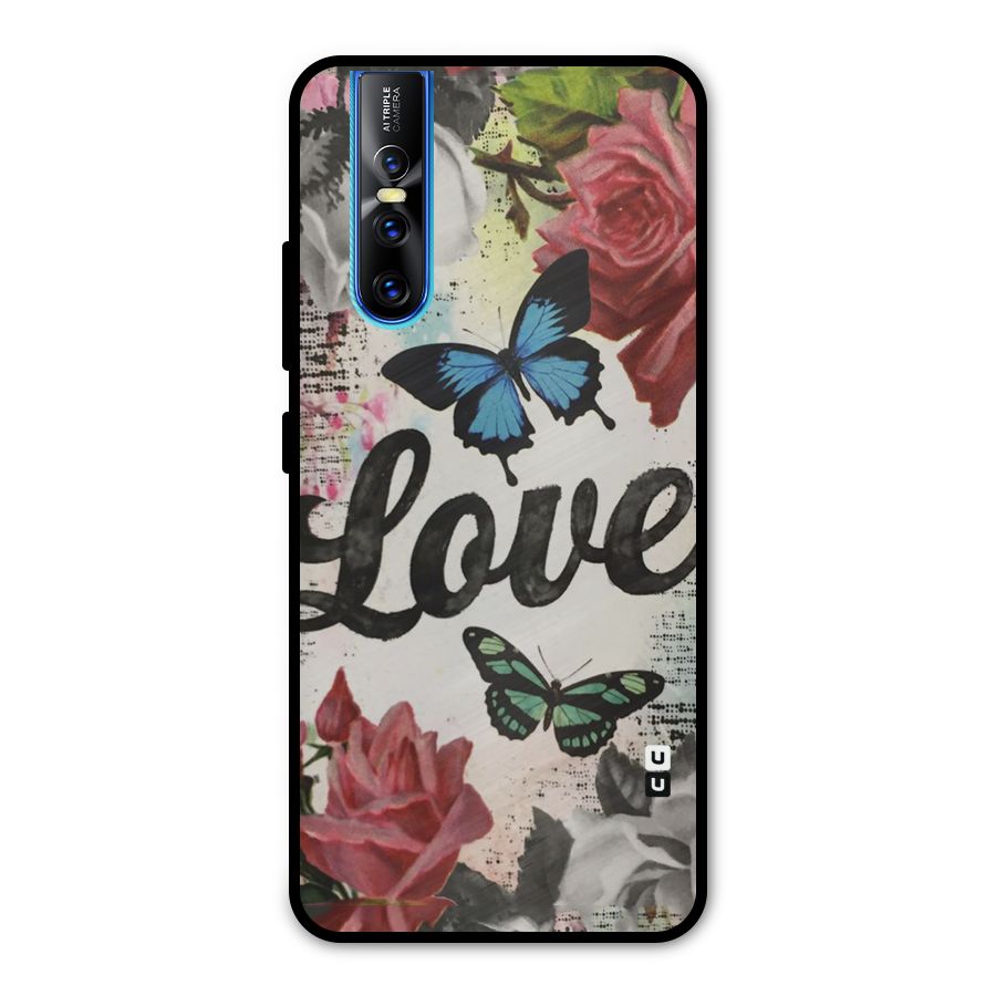Lovely Butterfly Love Metal Back Case for Vivo V15 Pro