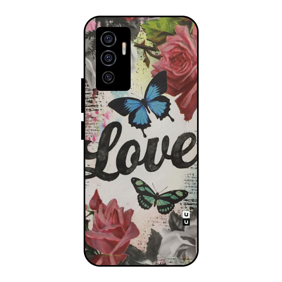 Lovely Butterfly Love Metal Back Case for Vivo V23e