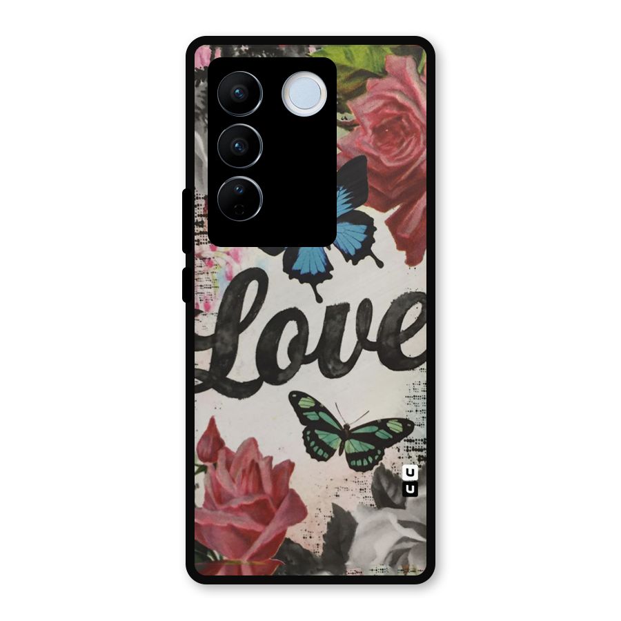 Lovely Butterfly Love Metal Back Case for Vivo V27