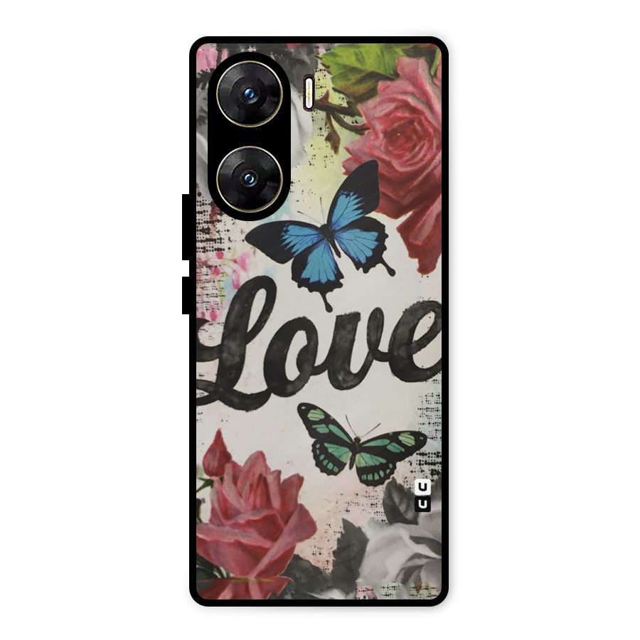 Lovely Butterfly Love Metal Back Case for Vivo V29e
