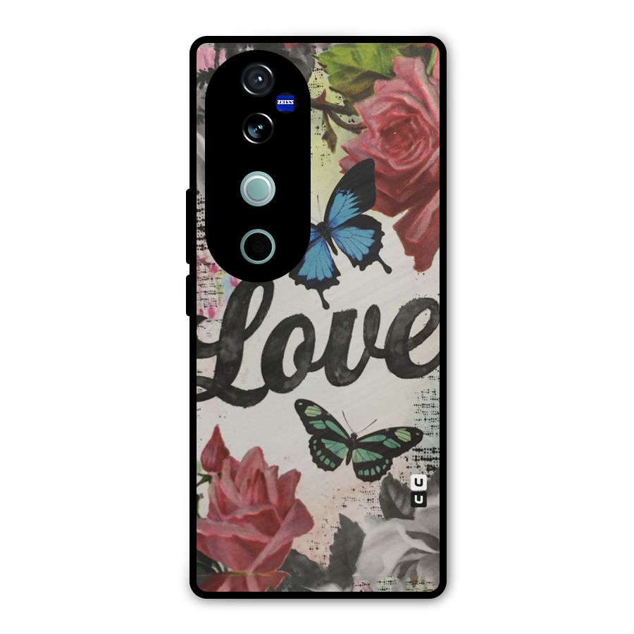 Lovely Butterfly Love Metal Back Case for Vivo V40