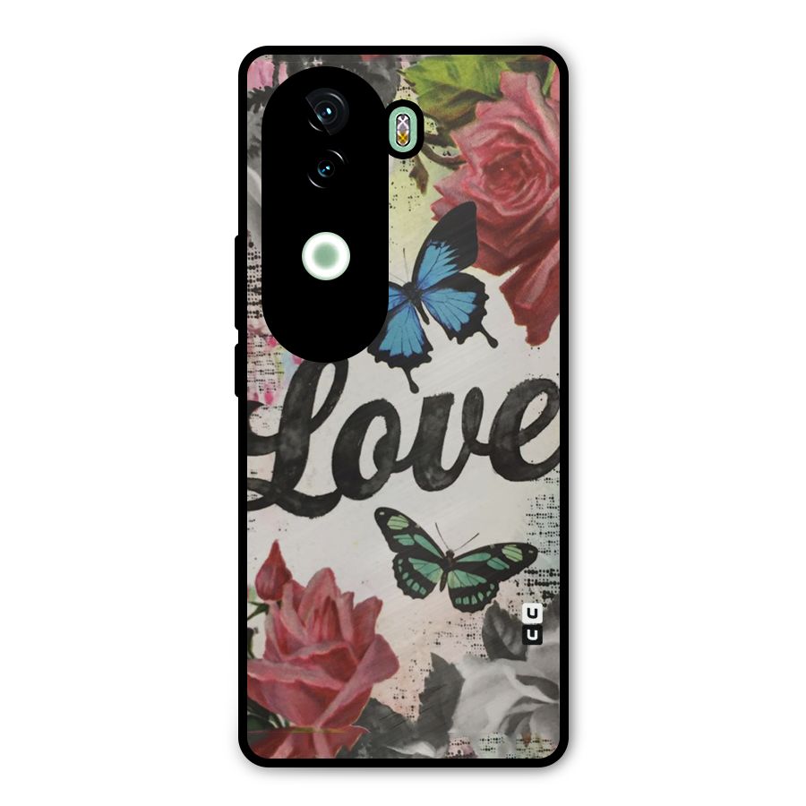 Lovely Butterfly Love Metal Back Case for Vivo V40e