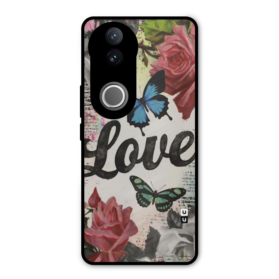 Lovely Butterfly Love Metal Back Case for Vivo V50e