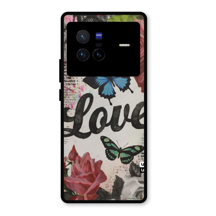 Lovely Butterfly Love Metal Back Case for Vivo X80