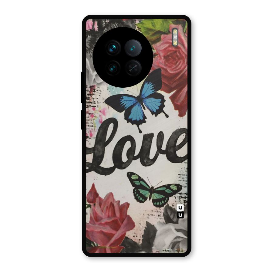 Lovely Butterfly Love Metal Back Case for Vivo X90