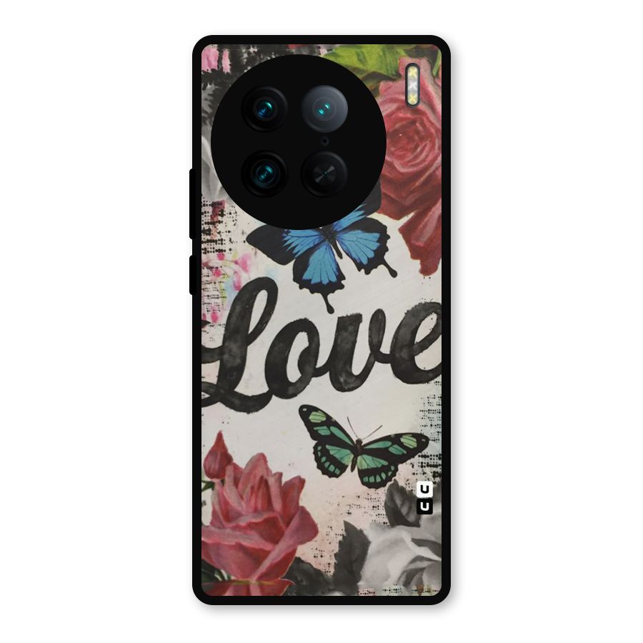 Lovely Butterfly Love Metal Back Case for Vivo X90 Pro