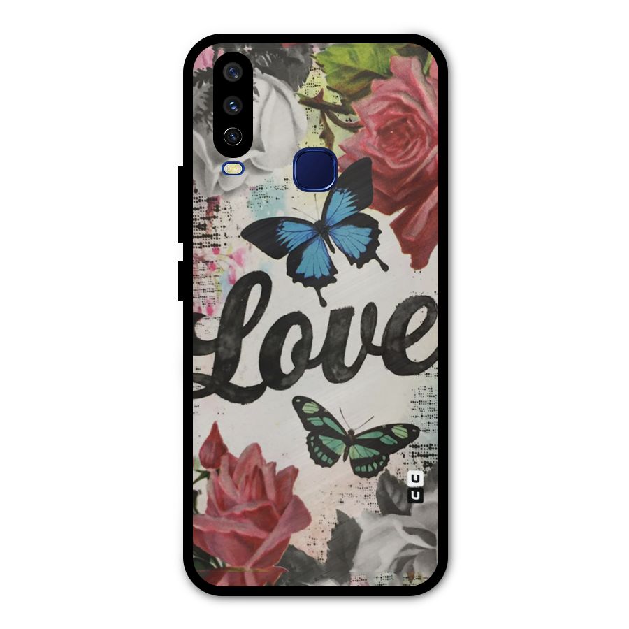 Lovely Butterfly Love Metal Back Case for Vivo Y15