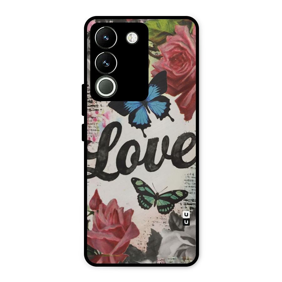Lovely Butterfly Love Metal Back Case for Vivo Y200