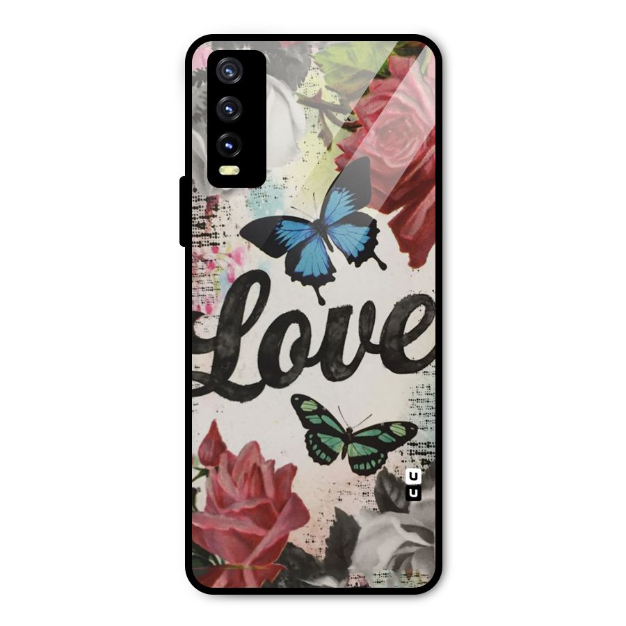 Lovely Butterfly Love Metal Back Case for Vivo Y20 2021