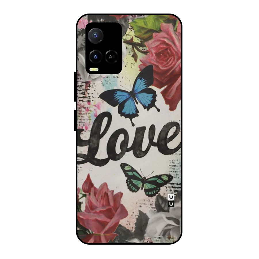 Lovely Butterfly Love Metal Back Case for Vivo Y21