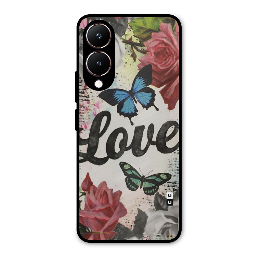 Lovely Butterfly Love Metal Back Case for Vivo Y28
