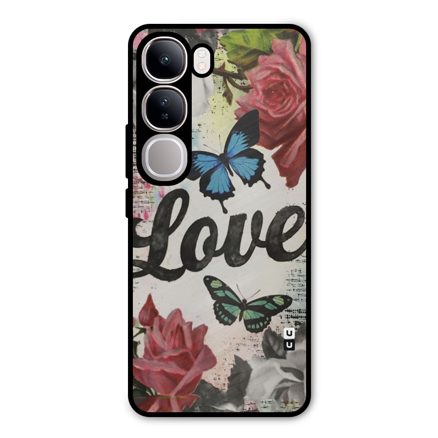 Lovely Butterfly Love Metal Back Case for Vivo Y300