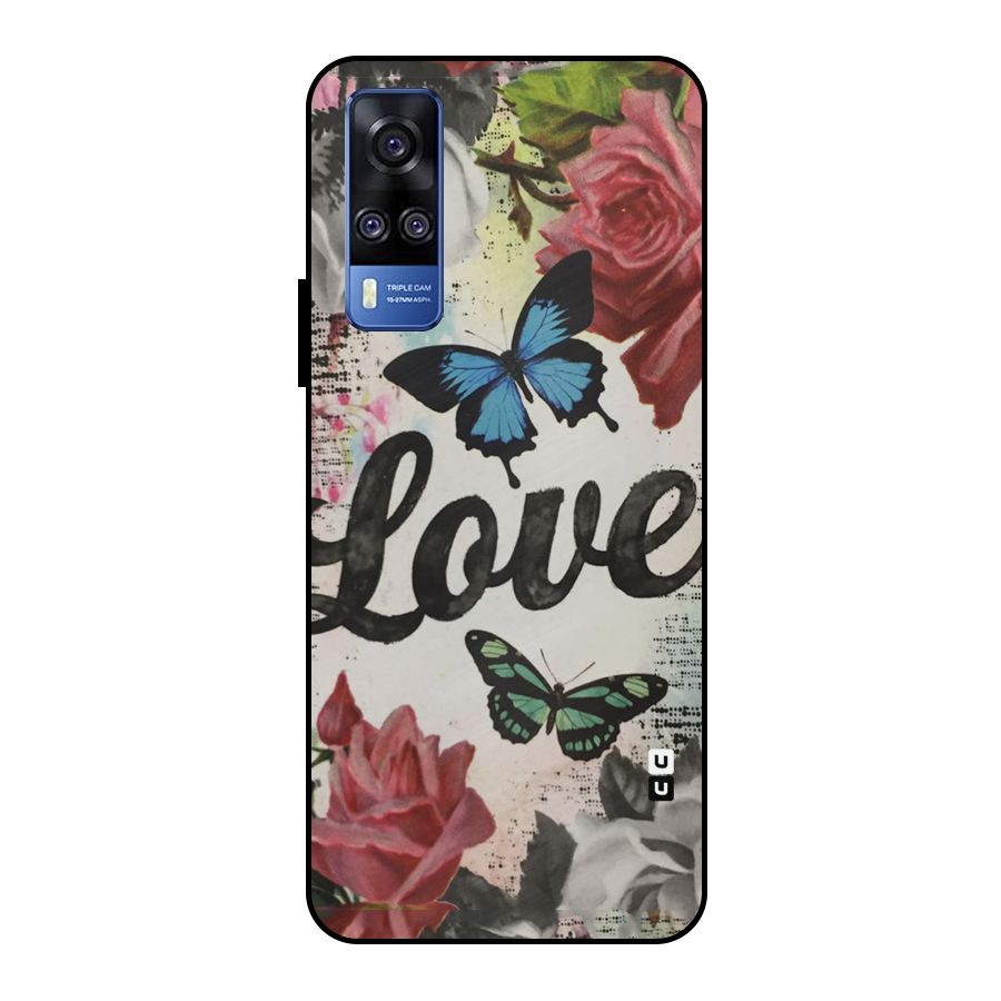 Lovely Butterfly Love Metal Back Case for Vivo Y51
