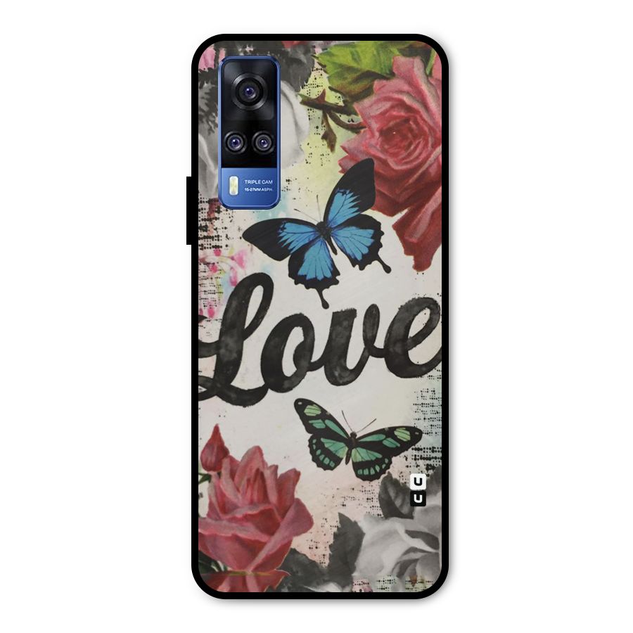 Lovely Butterfly Love Metal Back Case for Vivo Y51A