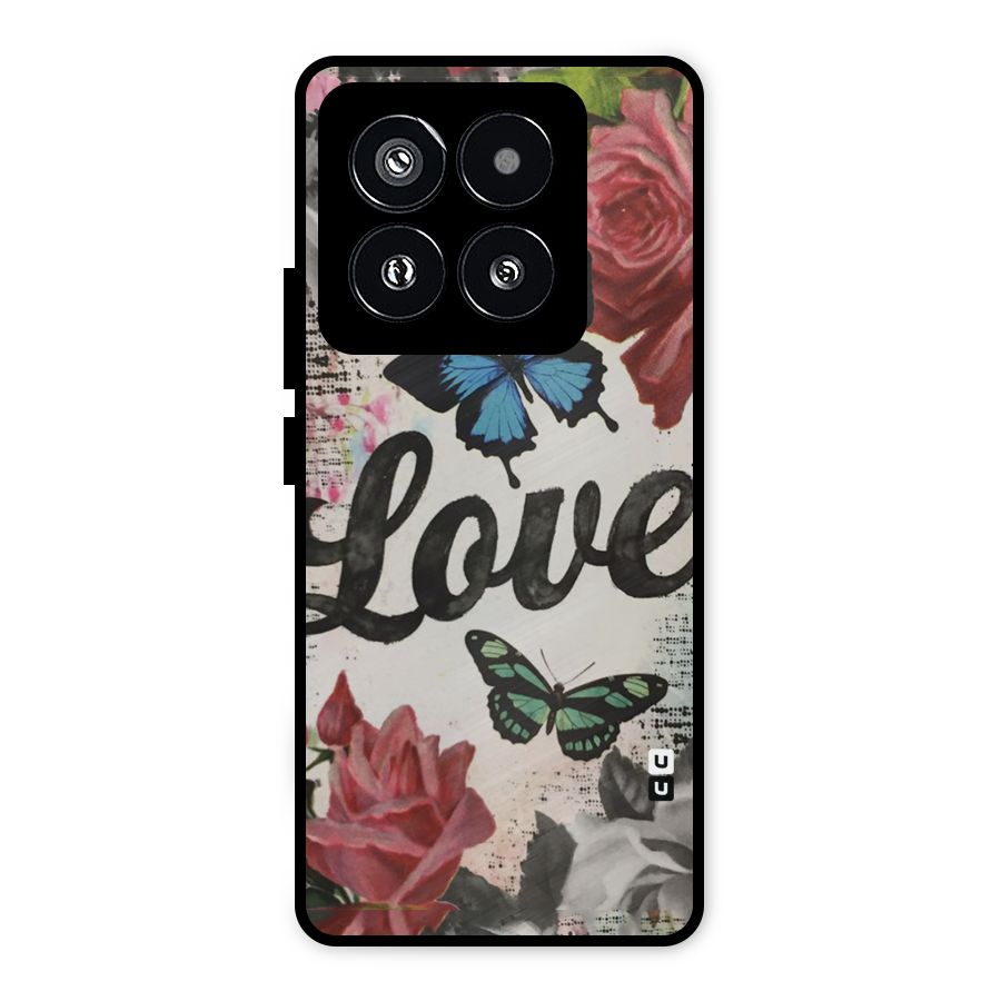 Lovely Butterfly Love Metal Back Case for Xiaomi 14 Pro