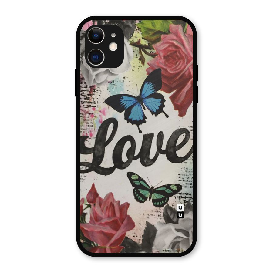 Lovely Butterfly Love Metal Back Case for iPhone 11