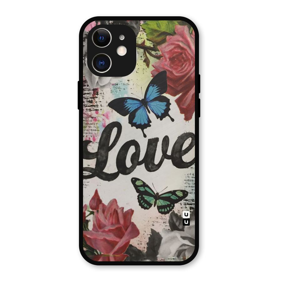 Lovely Butterfly Love Metal Back Case for iPhone 12