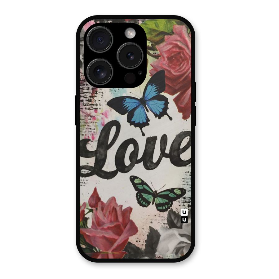 Lovely Butterfly Love Metal Back Case for iPhone 15 Pro