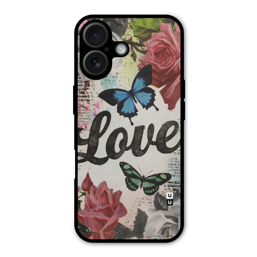 Lovely Butterfly Love Metal Back Case for iPhone 16